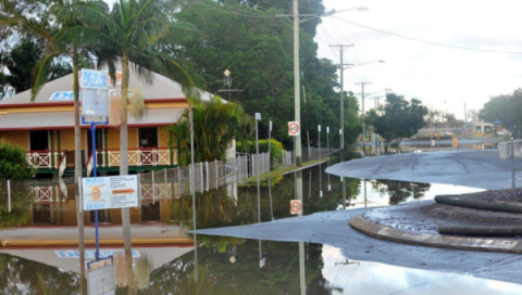 Flooded street in Bundaberg